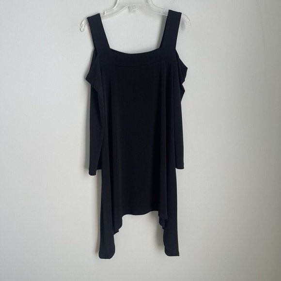 Clara Sun Woo Black Signature Cold Shoulder Soft Knit Tunic - Picture 1 of 5